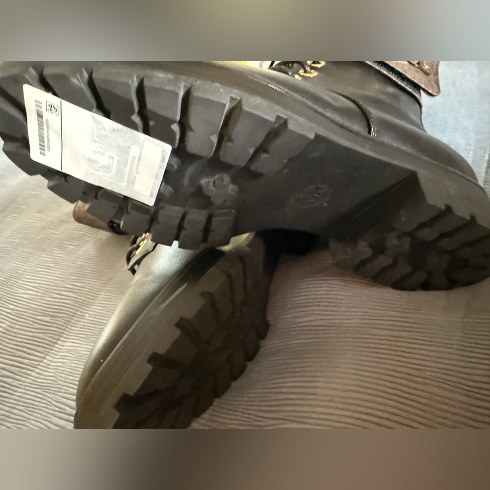 Michael Kors Black Leather Ankle Boots with Brown Straps - Picture 8 of 8